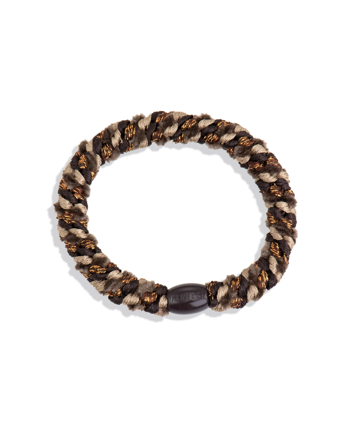 Kknekki Haargummi Mix Moss Brown Glitter in moosgrün/braun mit Glitzer – geflochtenes Spiral-Haargummi für Kinder und Erwachsene