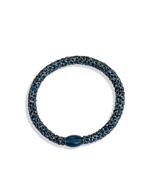 Kknekki Haargummi Navy Glitter in dunkelblau mit Glitzer – geflochtenes Spiral-Haargummi für Kinder und Erwachsene
