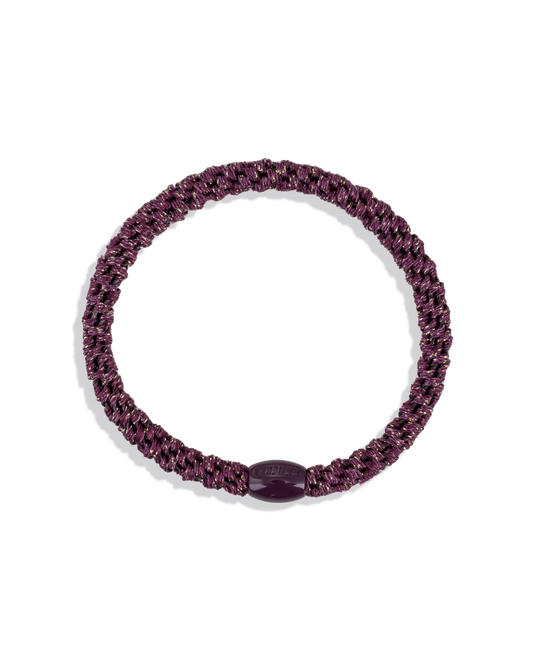 Kknekki Haargummi Grape Glitter in lila mit Glitzer – geflochtenes Spiral-Haargummi für Kinder und Erwachsene