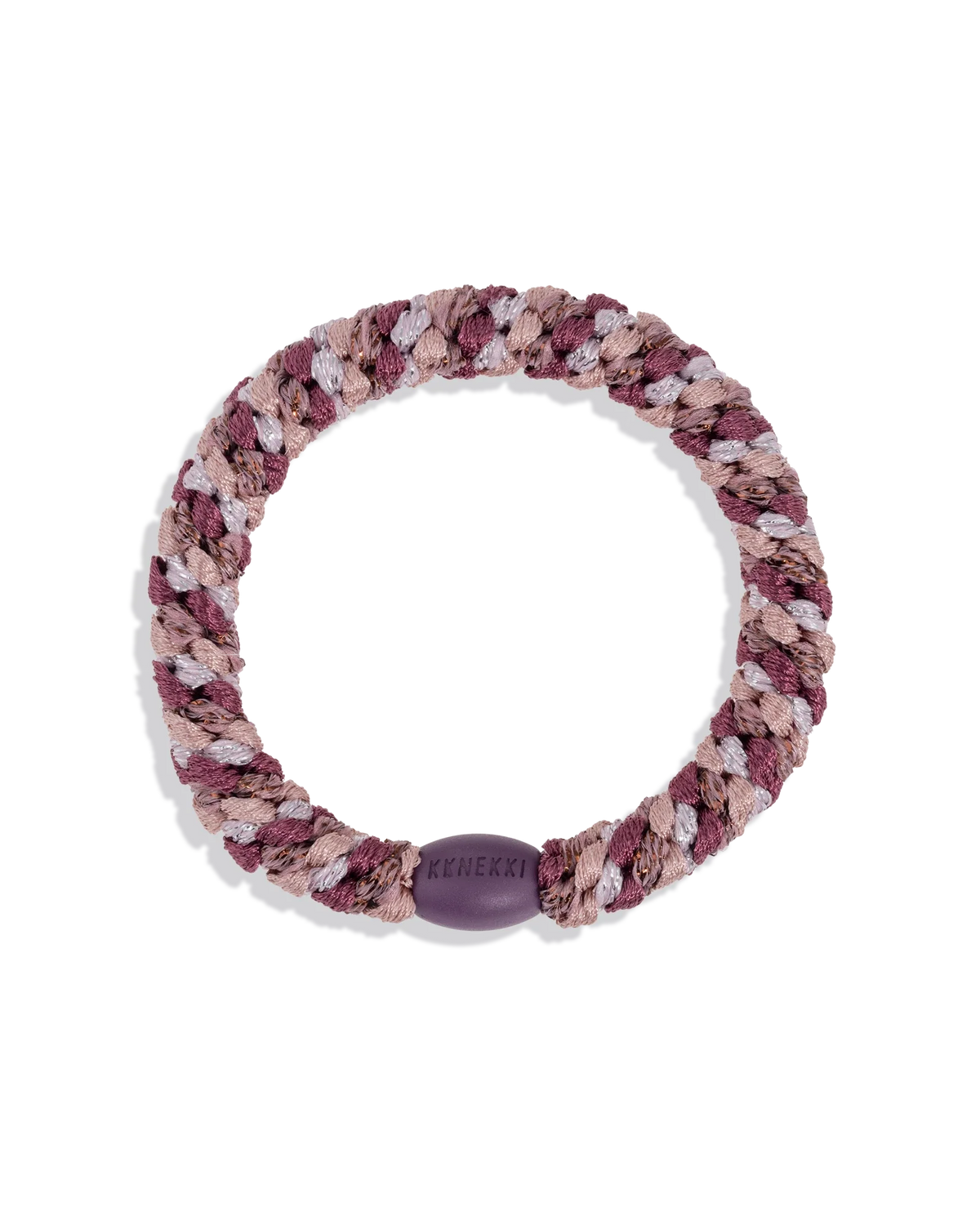 Kknekki Haargummi Mix Plum Pink Glitter in pflaume/rosa mit Glitzer – geflochtenes Spiral-Haargummi für Kinder und Erwachsene