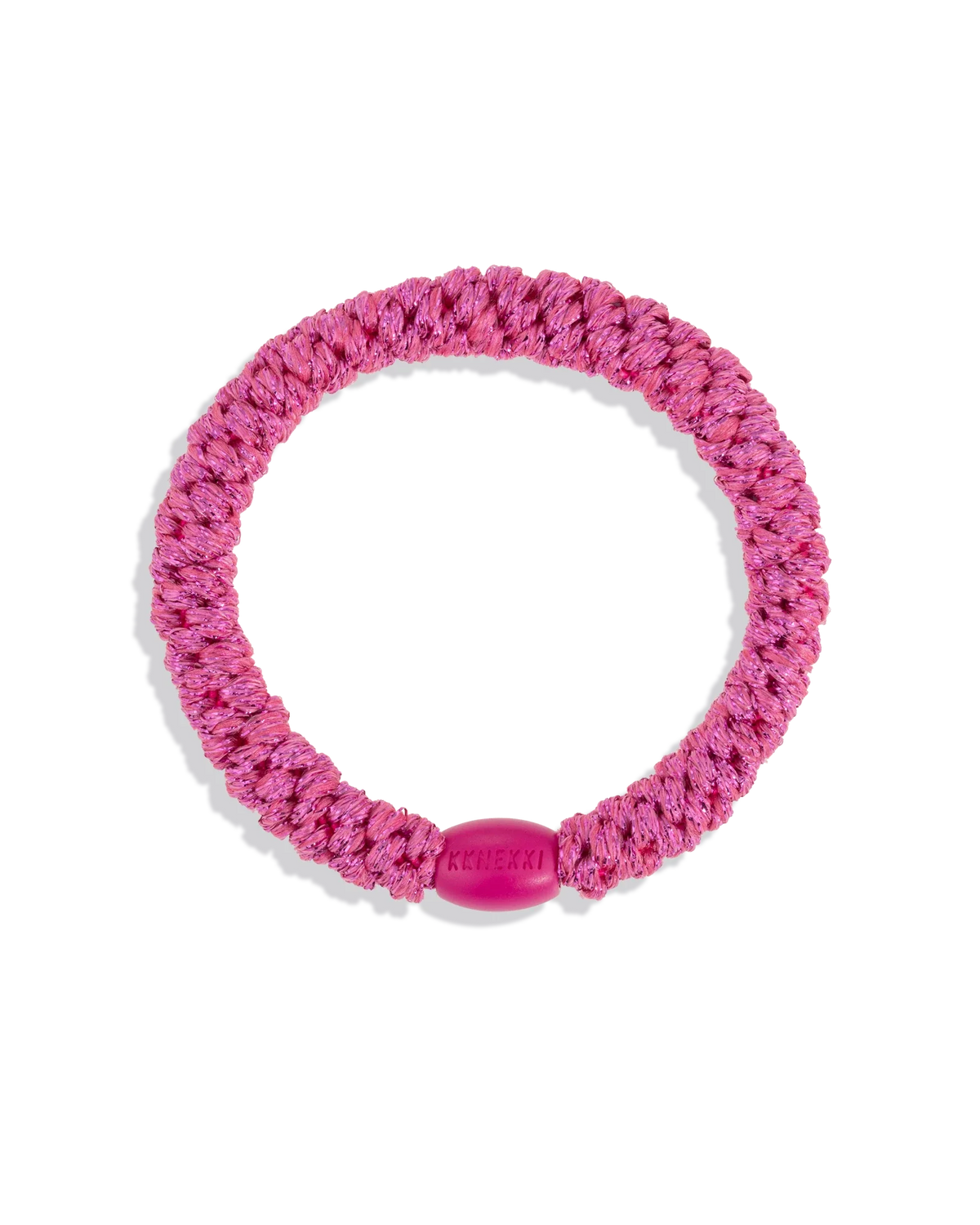 Kknekki Haargummi Strong Pink Glitter in pink mit Glitzer – geflochtenes Spiral-Haargummi für Kinder und Erwachsene