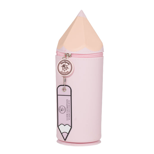 Rosa Federmäppchen mit Stift-Motiv