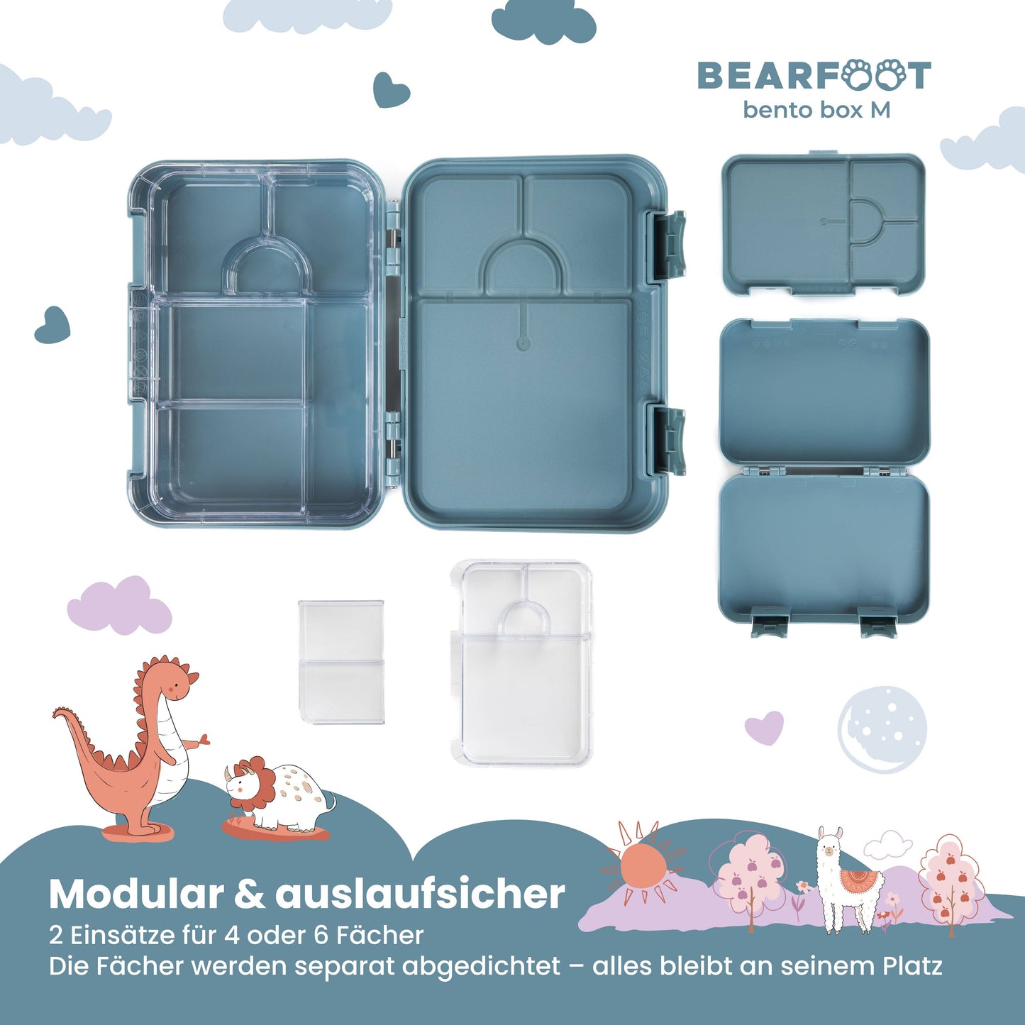 Bentobox-Brotdose mit Traktor-Motiv und Fächern