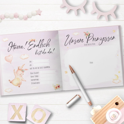 Rosa Babybuch "Hallo süßes Baby" - perfekt als Geschenkidee zur Geburt