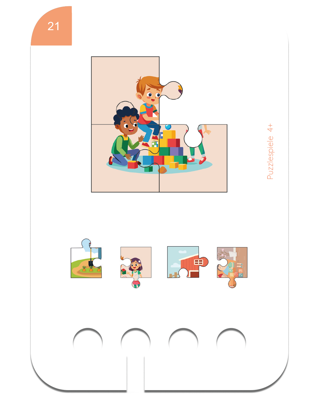 Beispielkarte aus dem Kartensatz "Puzzle Spiele 4+" für den Lochkasten – ab 4 Jahren