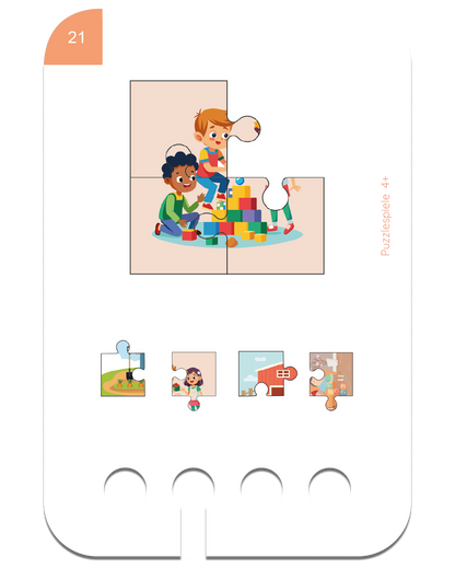 Beispielkarte aus dem Kartensatz "Puzzle Spiele 4+" für den Lochkasten – ab 4 Jahren