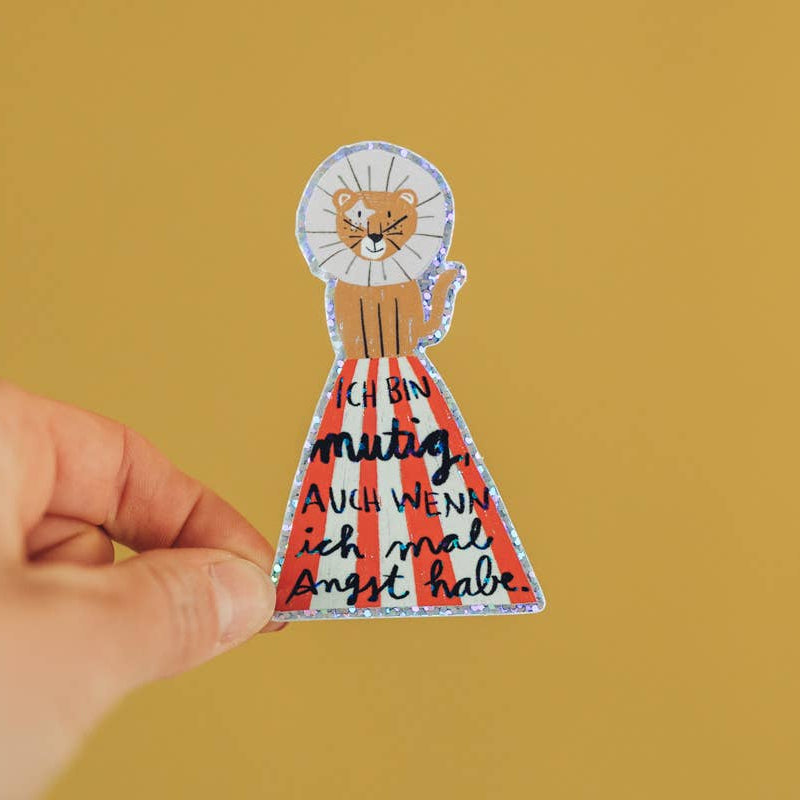 Löwe-Glitzersticker "Ich bin mutig" von Liesels Wicht