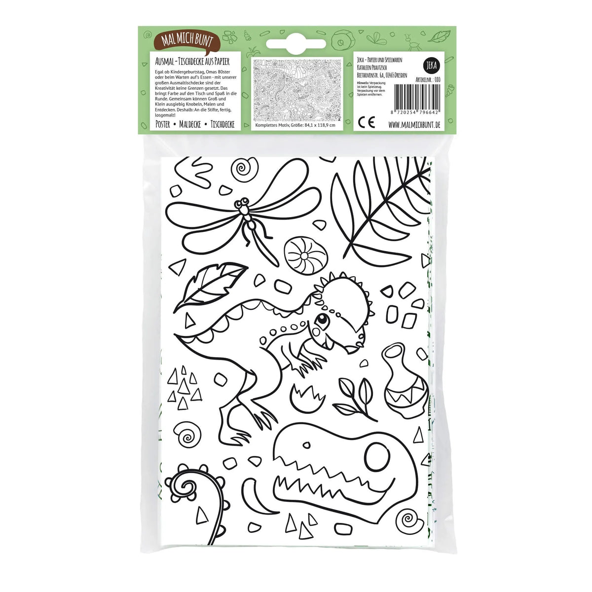 Ausmaltischdecke "Dino" aus Papier zum Ausmalen für Kinder