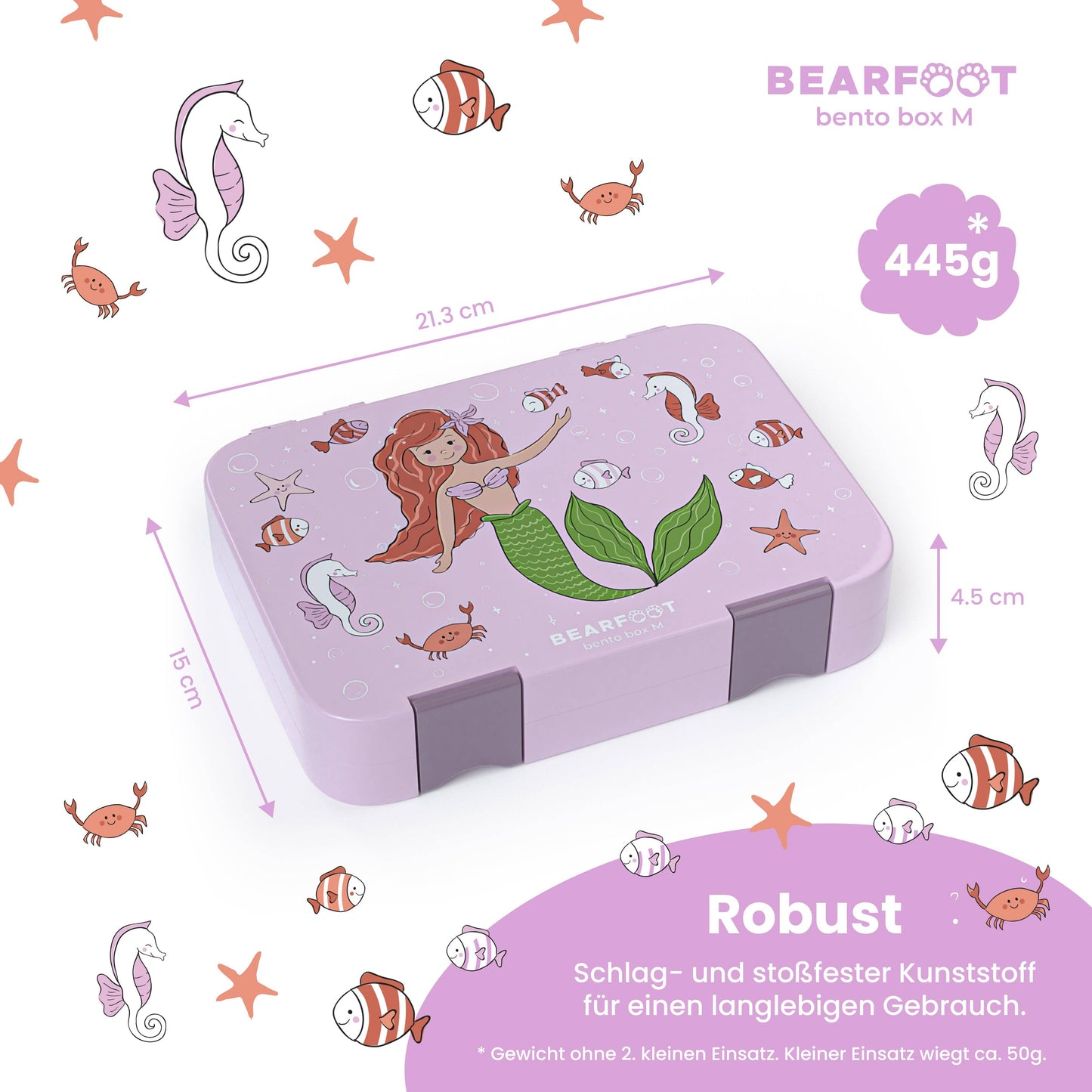 Bentobox-Brotdose mit Meerjungfrau-Motiv und Fächern