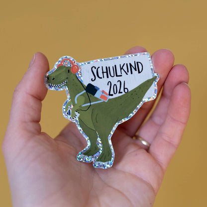Dinosaurier-Glitzersticker "Schulkind 2026" von Liesels Wicht