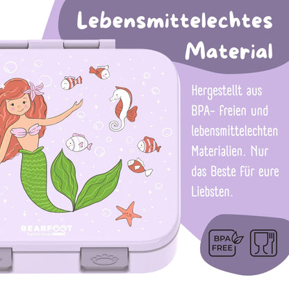 Brotdose mit "Meerjungfrau"-Motiv und Fächern, leicht & auslaufsicher, 650ml