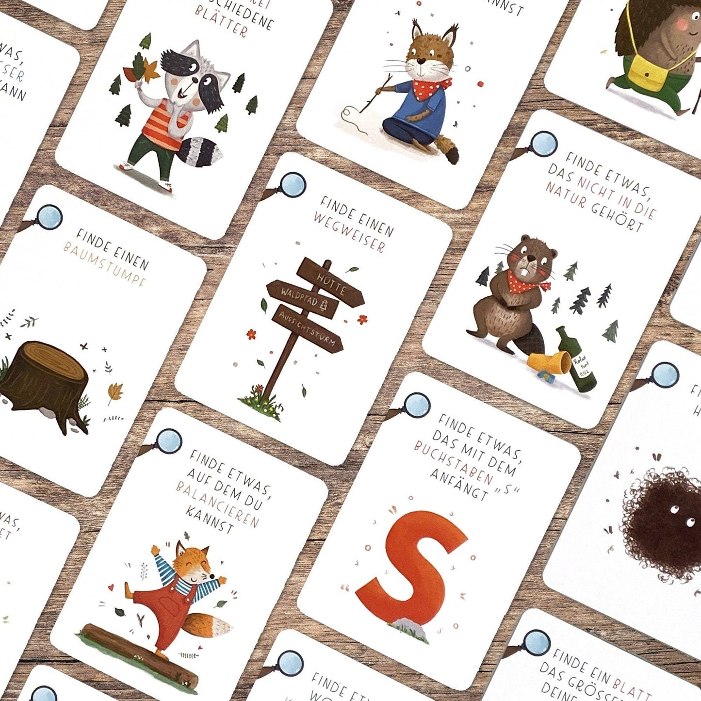 "Suchen & Finden" - Liebevoll illustrierte Karten für die Wald-Schatzsuche von Rüsselfuchs