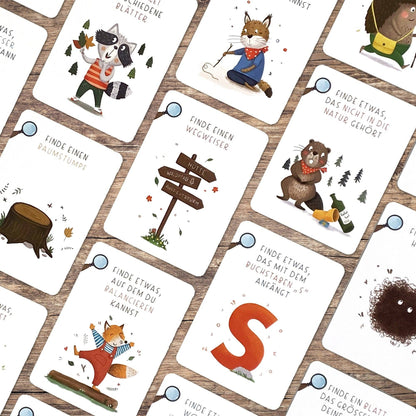 "Suchen & Finden" - Liebevoll illustrierte Karten für die Wald-Schatzsuche von Rüsselfuchs