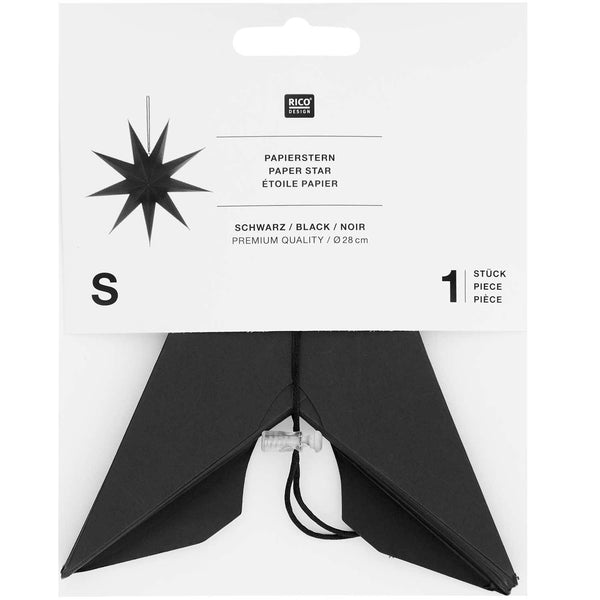 Schwarzer Papierstern (28cm) als Dekoration zum Aufhängen von Rico Design