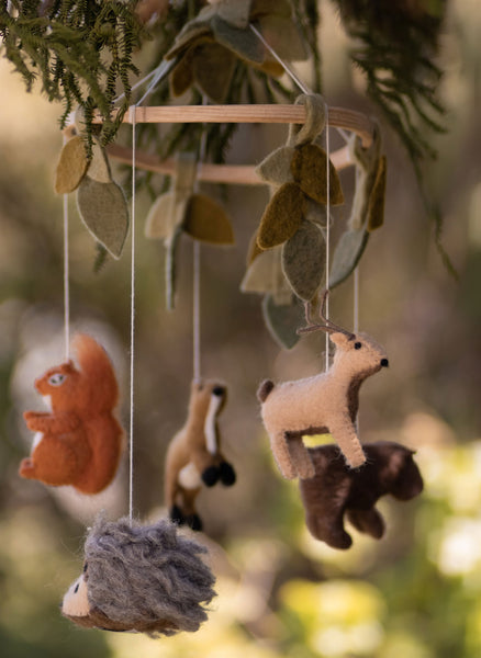 Handgemachtes Mobile mit Wald-Tieren von Gamcha, 20cm Durchmesser