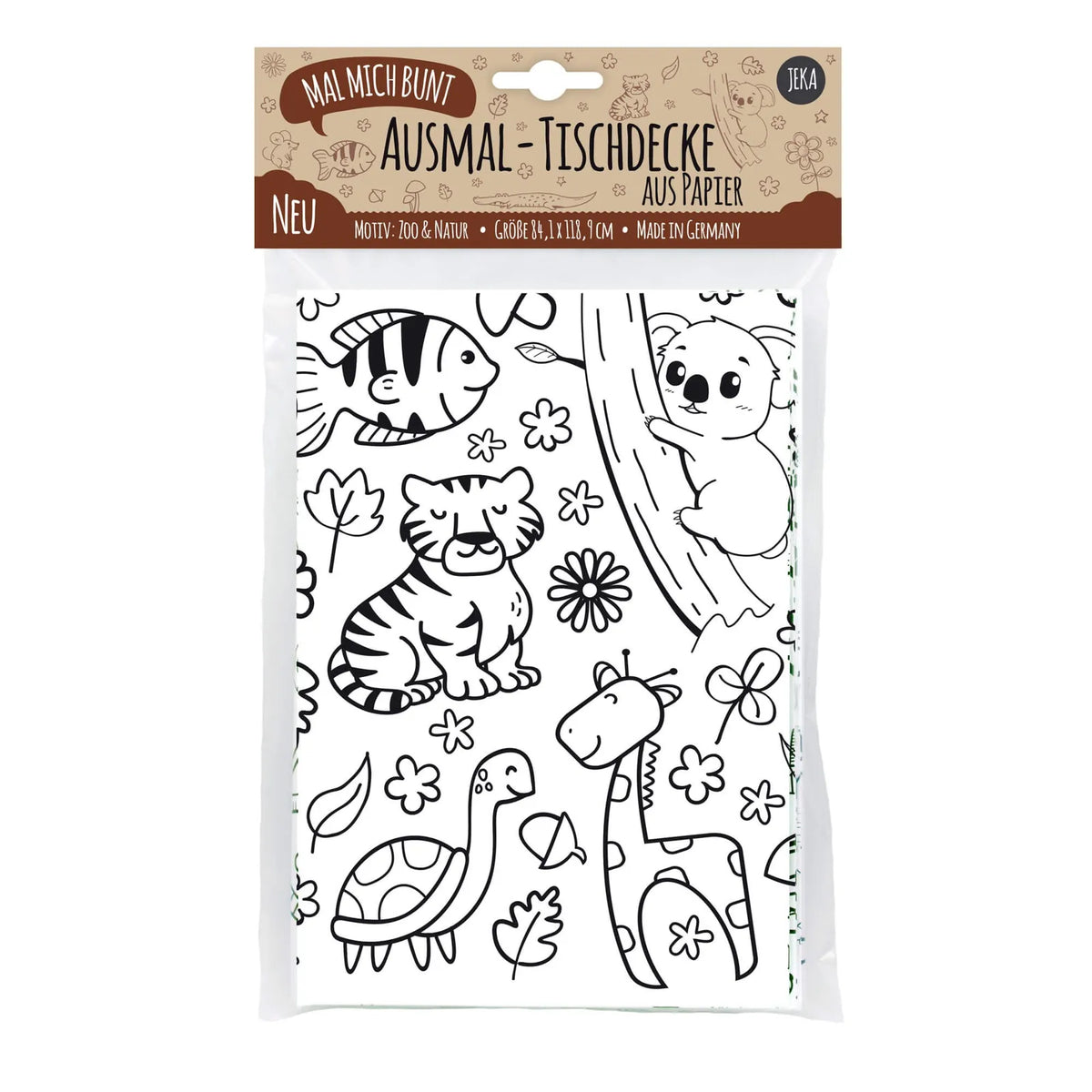 Ausmaltischdecke "Zoo & Natur" aus Papier zum Ausmalen für Kinder