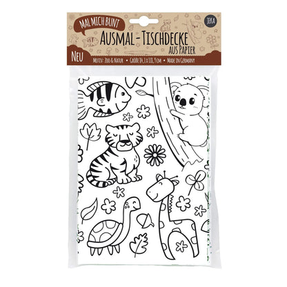 Ausmaltischdecke "Zoo & Natur" aus Papier zum Ausmalen für Kinder