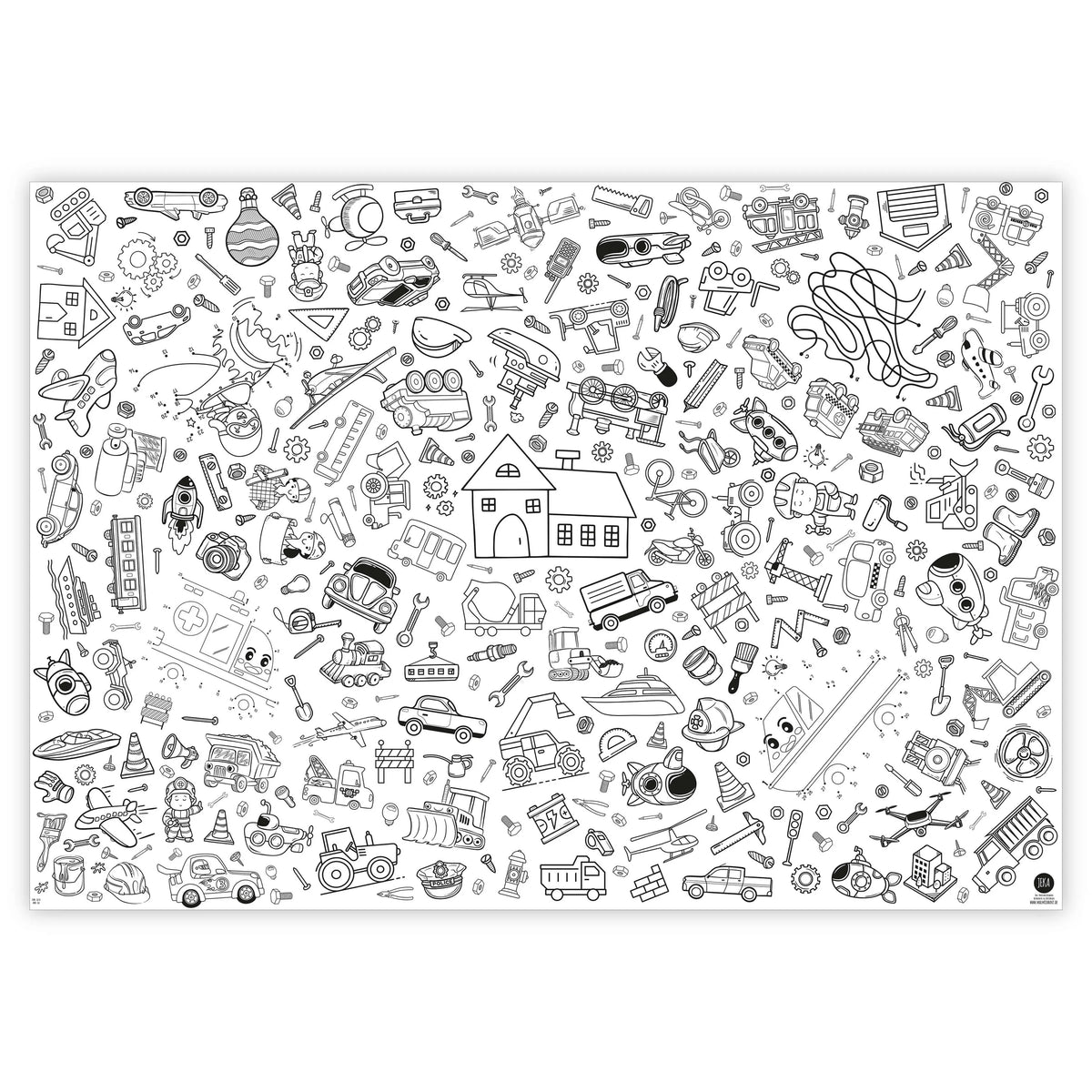 Ausmaltischdecke "Fahrzeuge & Baustelle" aus Papier zum Ausmalen für Kinder