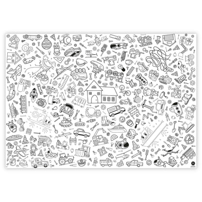 Ausmaltischdecke "Fahrzeuge & Baustelle" aus Papier zum Ausmalen für Kinder
