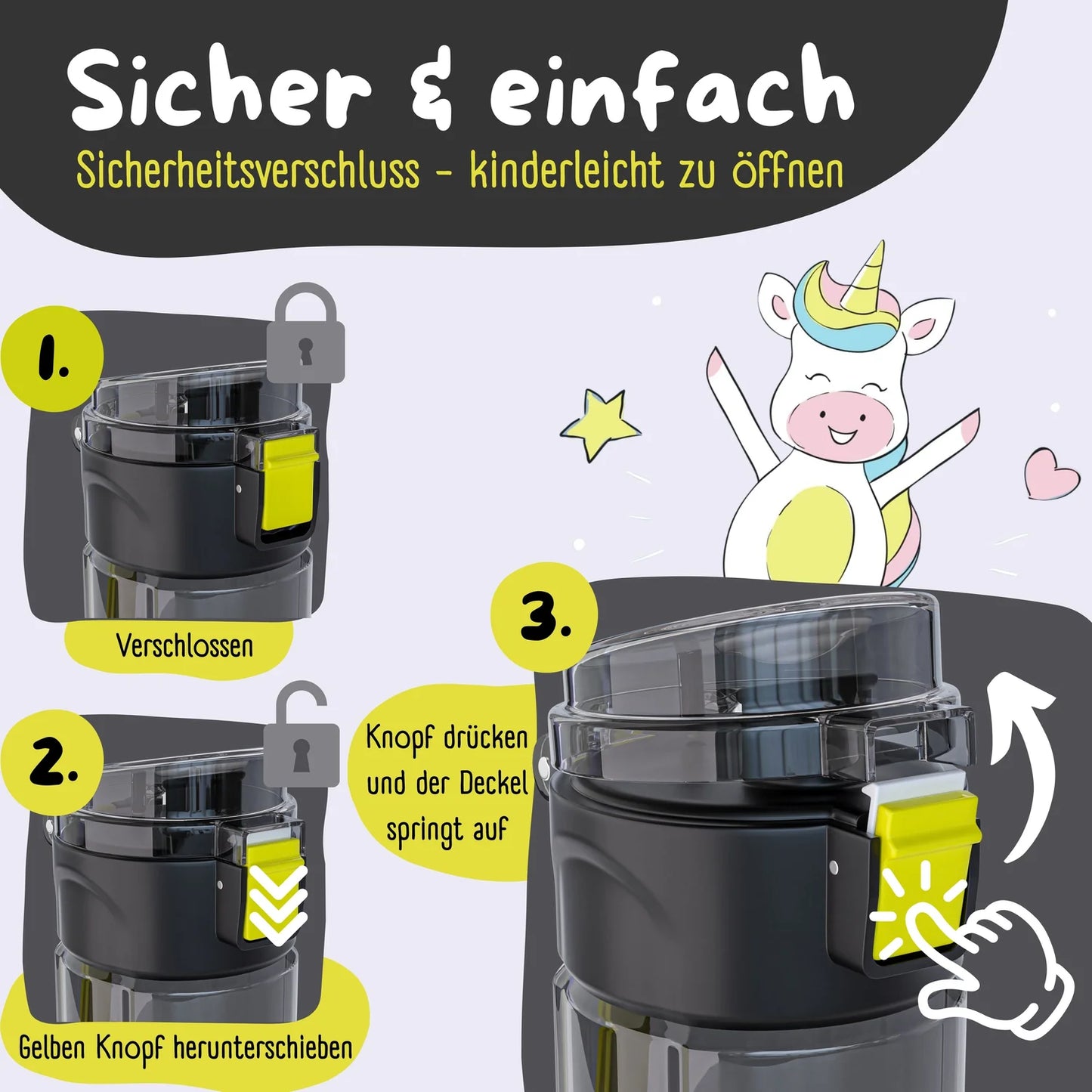 Auslaufsichere Trinkflasche "Bär" mit Stimmungsskala, 500ml