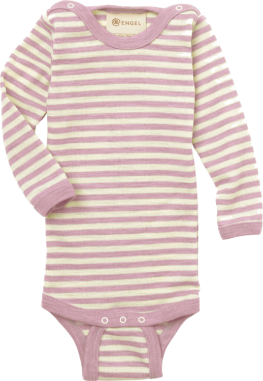 Babybody in "Rosenholz" aus Wolle/Seide mit Streifen von Engel