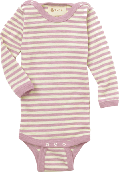 Babybody in "Rosenholz" aus Wolle/Seide mit Streifen von Engel