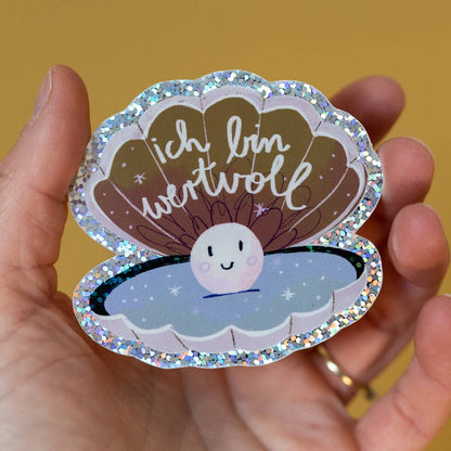 Muschel-Glitzersticker "Ich bin wertvoll" von Liesels Wicht