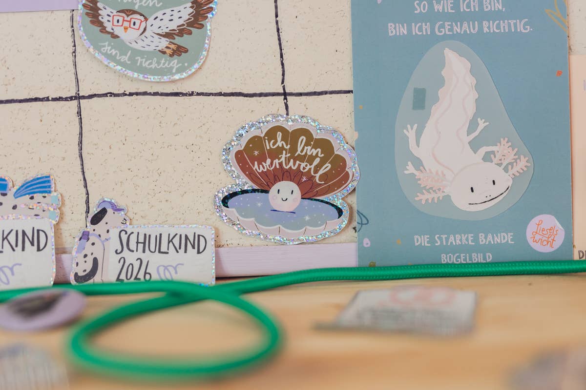 Schmetterling-Glitzersticker "Ich darf mich frei entfalten" von Liesels Wicht