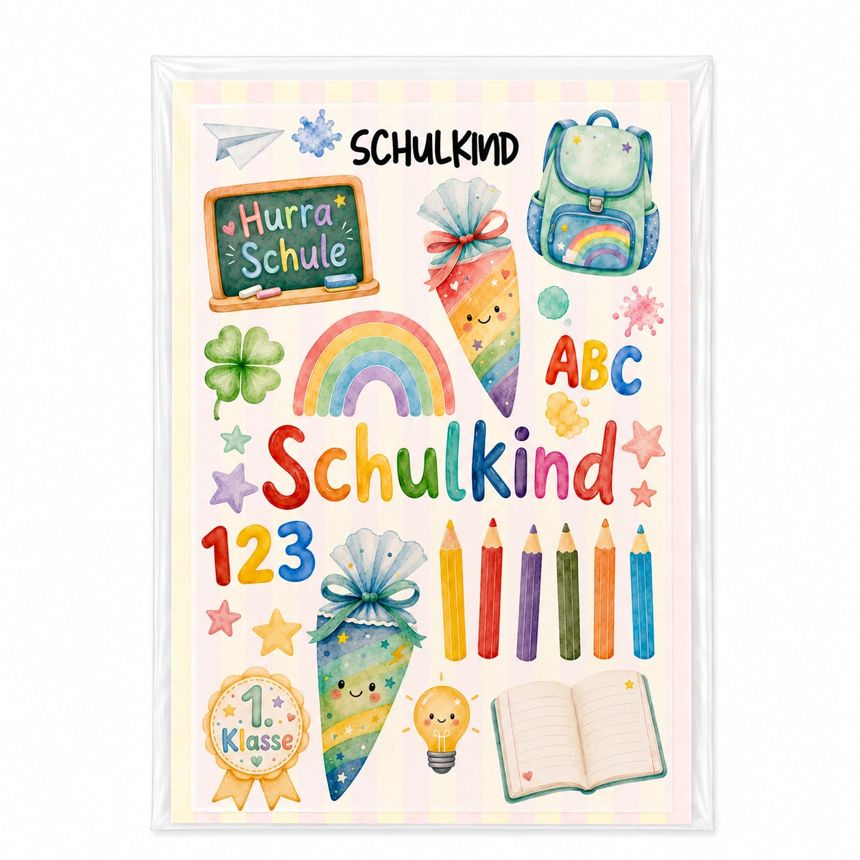 Bügelbilder Set „Schulkind“ zum Aufbügeln (DIN A5)