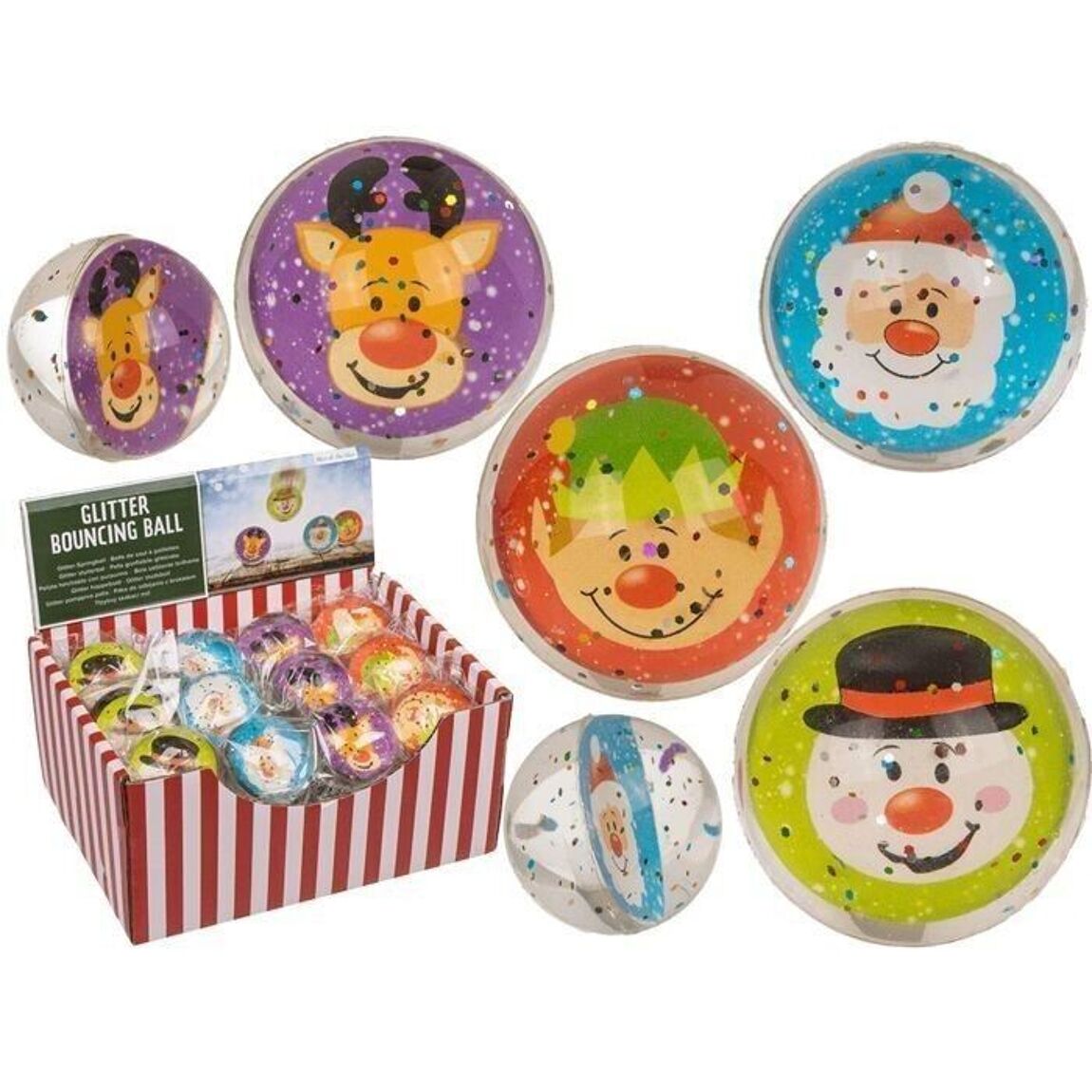 Glitzernder Flummi mit Weihnachts-Motiven - perfekt für den Adventskalender
