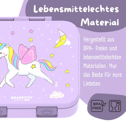 Brotdose mit "Einhorn"-Motiv und Fächern, leicht & auslaufsicher, 650ml