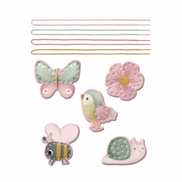 Schnürkarten zum Fädeln "Flowers & Butterflies" von Little Dutch
