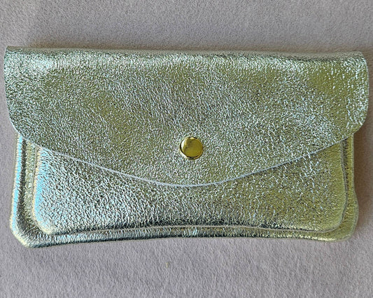 Große Royal Marais Leder-Geldbörse in Platin mit Metallic-Finish