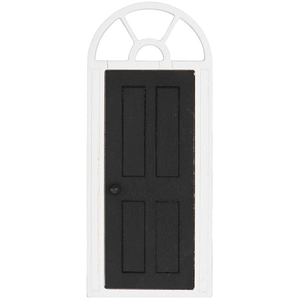 Miniatur Tür mit Bogen in Schwarz-Weiß für Wichtel von Rico Design, 10x24cm