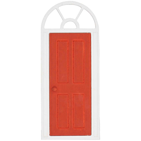 Miniatur Tür mit Bogen in Rot-Weiß für Wichtel von Rico Design, 10x24cm