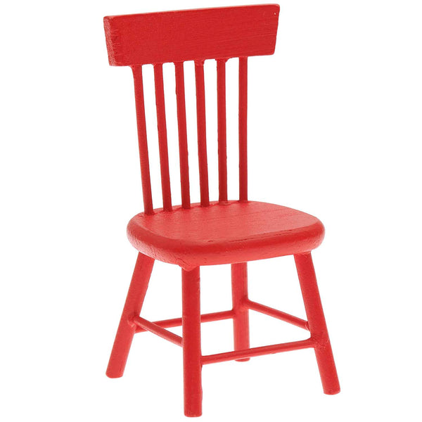 Skandinavischer Miniatur Stuhl in rot als Zubehör für die Wichtelwelt, 4,5x4x8,5cm
