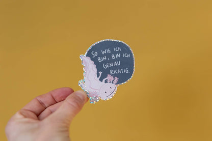 Axolotl-Glitzersticker "So wie ich bin" von Liesels Wicht