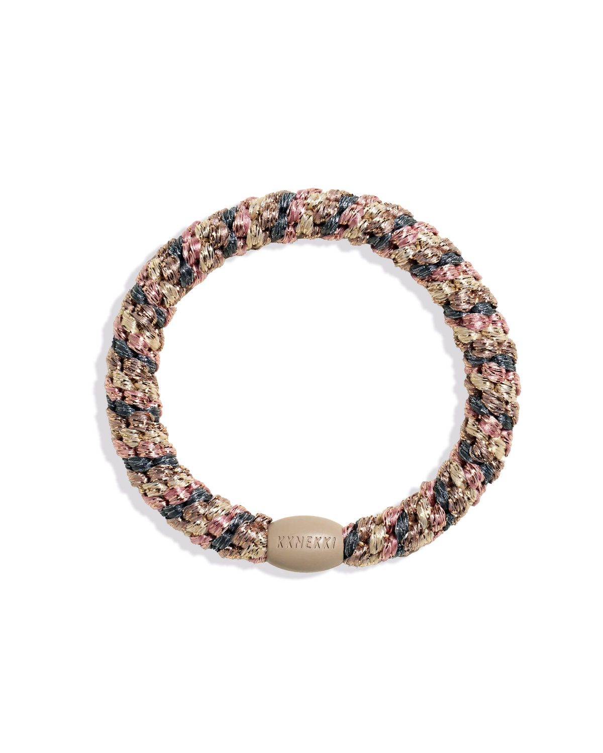 Kknekki Haargummi Mix Steelgrey Taupe in stahlgrau/taupe – geflochtenes Spiral-Haargummi für Kinder und Erwachsene