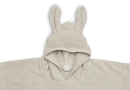 Beiger Badeponcho "Nougat" mit Hasenohren für Kinder, 1-4 Jahre