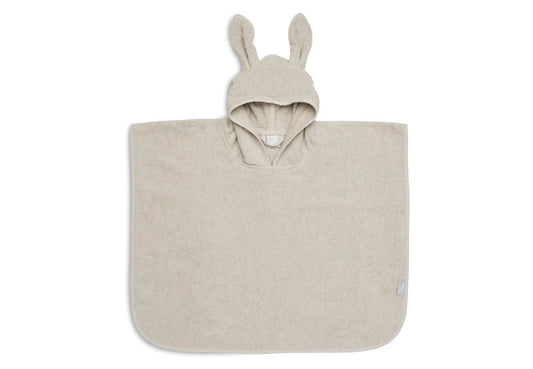 Beiger Badeponcho "Nougat" mit Hasenohren für Kinder, 1-4 Jahre