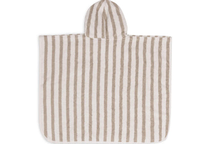 Gestreifter Badeponcho "Olive green" für Kinder, 1-4 Jahre