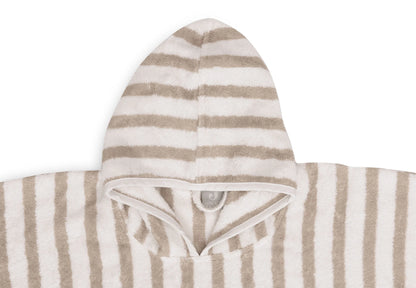 Gestreifter Badeponcho "Olive green" für Kinder, 1-4 Jahre