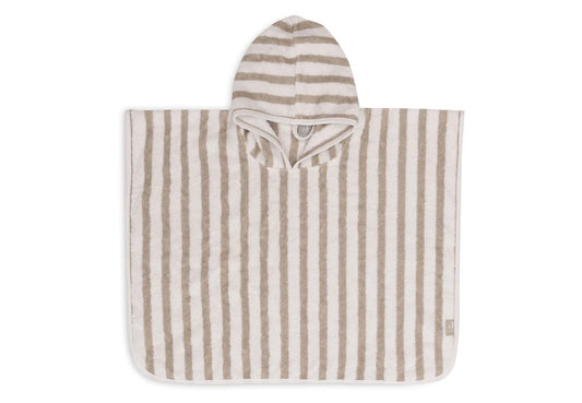 Gestreifter Badeponcho "Olive green" für Kinder, 1-4 Jahre