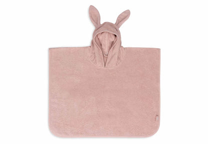 Rosa Badeponcho "Wild Rose" von Jollein mit Hasenohren für Kinder, 1-4 Jahre