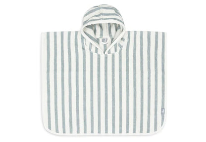 Gestreifter Badeponcho "Sea green" für Kinder, 1-4 Jahre