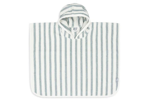 Gestreifter Badeponcho "Sea green" für Kinder, 1-4 Jahre