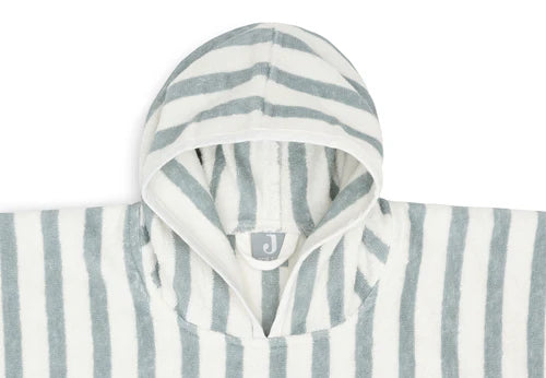 Gestreifter Badeponcho "Sea green" für Kinder, 1-4 Jahre