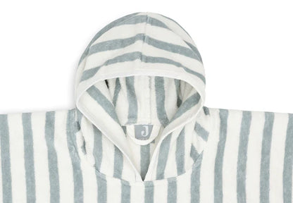 Gestreifter Badeponcho "Sea green" für Kinder, 1-4 Jahre