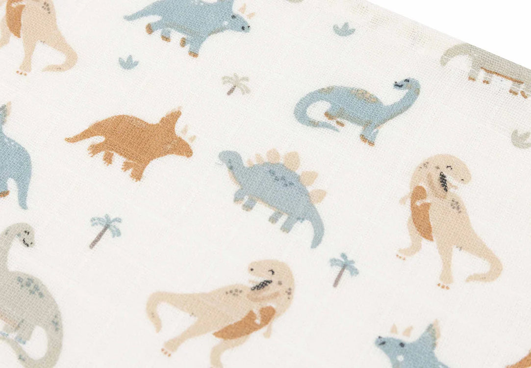 Set of 3 "Roarsome" Muslin Cloths with Dino Print by Jollein, 70x70cm