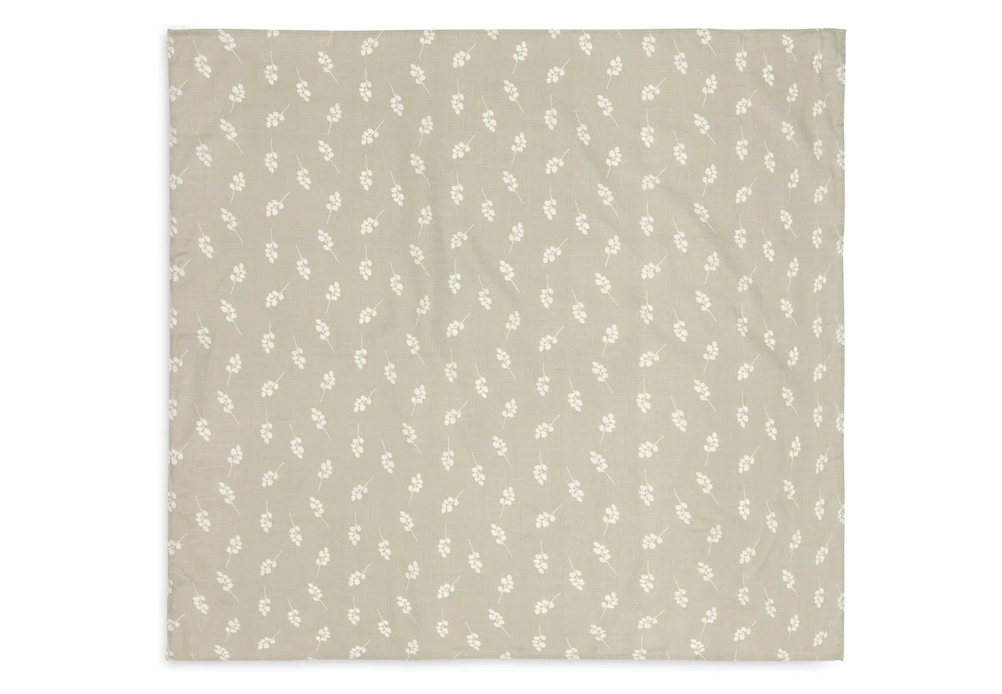 2er Set Musselintücher "Twig Olive Green" mit Olivenzweig-Motiv von Jollein, 115x115cm
